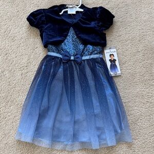 NWT Jona Michelle Navy Dress with velvet shrug - Size 3T